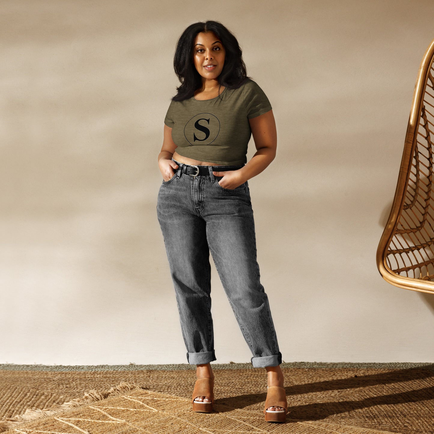 SHAMEL WOMEN'S CROP TOP T-SHIRTS